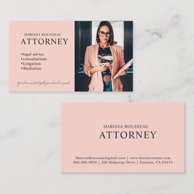 Carte De Visite Modern Attorney Photo Professional (Devant / Derrière)