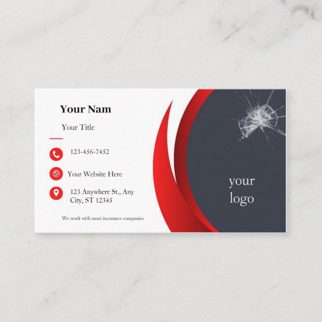 Carte De Visite Modern Auto Glass Repair Business Card (Devant)