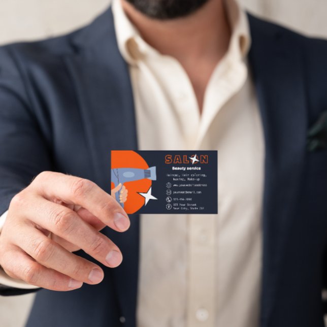 Carte De Visite Modern Beauty Services Hair Stylists Salon (Créateur téléchargé)