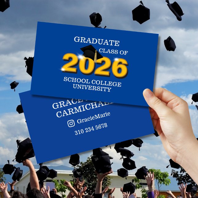 Carte De Visite Modern Blue Class of 2026 Graduate Name Card (Créateur téléchargé)