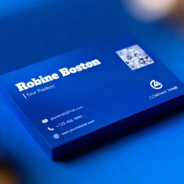 Carte De Visite Modern Blue Gradient Business Card with QR Code (Créateur téléchargé)