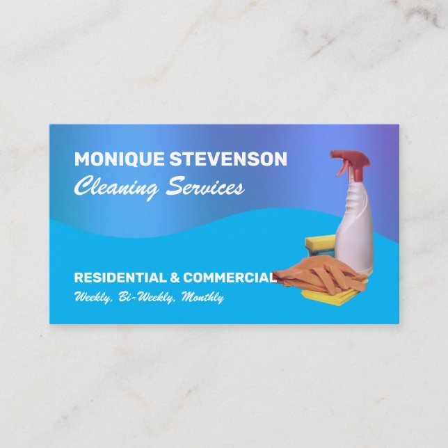 Carte De Visite Modern blue tone cleaning service  (Devant)
