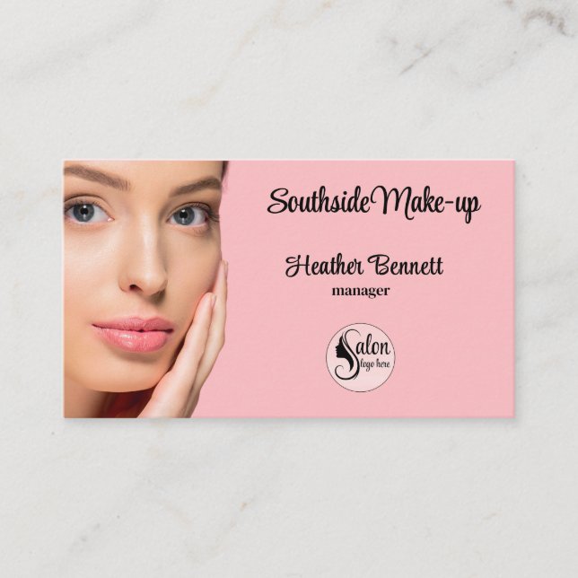 Carte De Visite Modern Blush Pink Makeup Artist Business  (Devant)