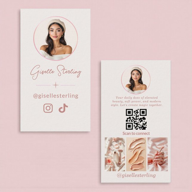 Carte De Visite Modern Blush Pink Social Media Influencer (Créateur téléchargé)