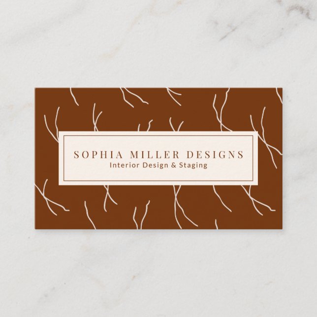 Carte De Visite Modern Boho Abstract Lines Designer | Dark Brown (Devant)