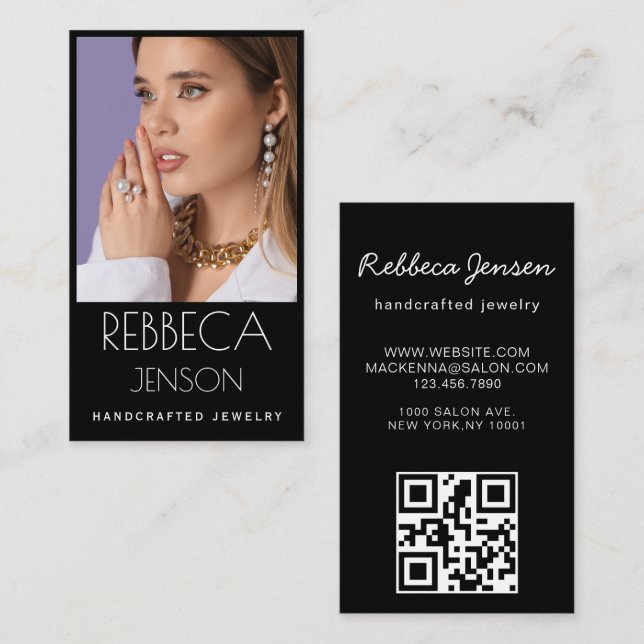 Carte De Visite Modern Chic Jewelry Designer Business Card (Devant / Derrière)