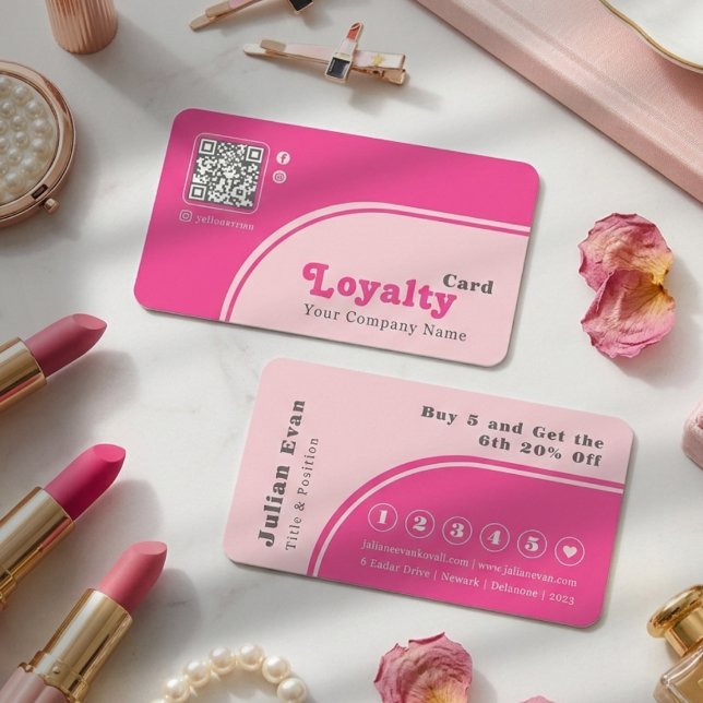 Carte De Visite Modern Chic Retro Groovy Pink Loyalty Card (Modern Chic Retro Groovy Pink Loyalty Card)