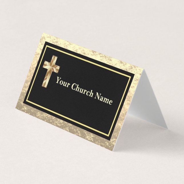 Carte De Visite Modern Church Gold And Black KJV Networking Card (Devant)