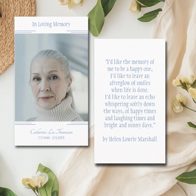 Carte De Visite Modern Classic Photo In Loving Memory Prayer Card (Modern Classic Photo In Loving Memory Prayer Card
)