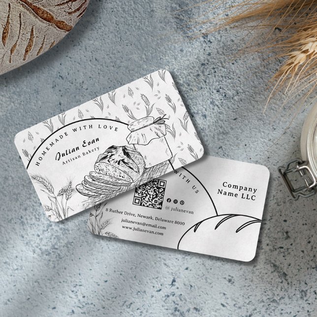 Carte De Visite Modern Clean Hand Sketch Sourdough Homemade Bread (Modern Clean Hand Sketch Sourdough Homemade Bread Business Card)