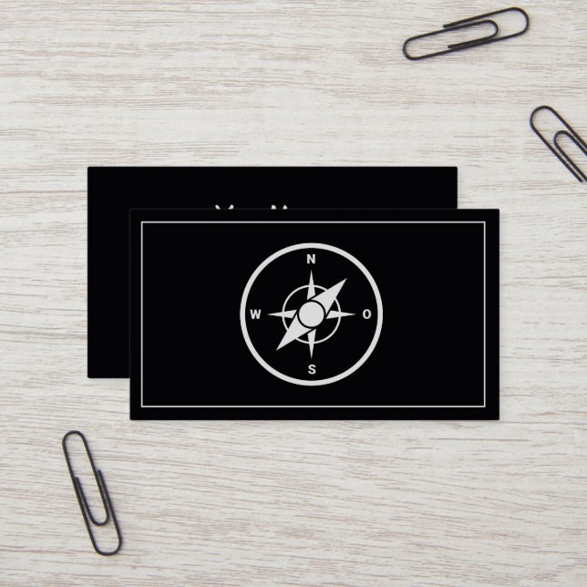 Carte De Visite Modern Compass Gold Nautical Business Card (Devant/Arrière en situation)