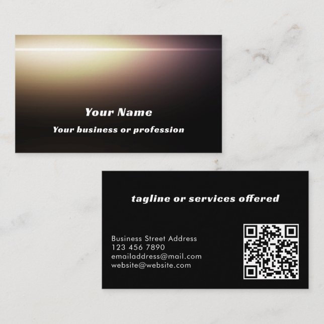 Carte De Visite Modern Cool Black Custom QR Code Professional (Devant / Derrière)