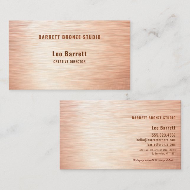 Carte De Visite Modern Copper Hairline Design Professional (Devant / Derrière)
