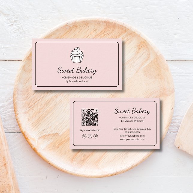 Carte De Visite Modern Cupcake Pink Bakery (Modern Cupcake Pink Bakery Business Card)