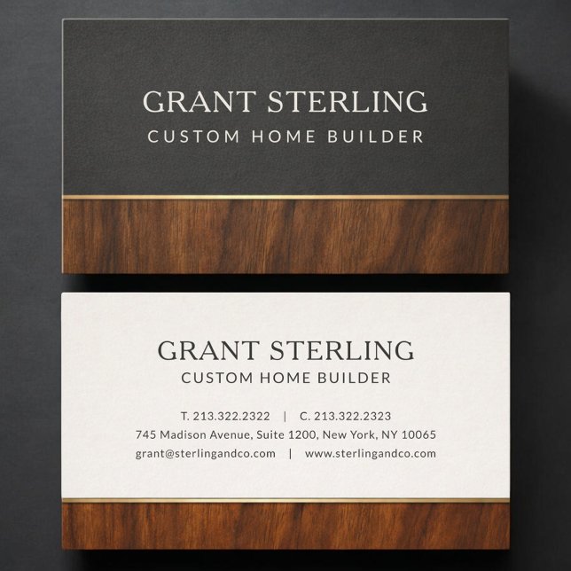 Carte De Visite Modern Custom Home Builder Wood Professional (Créateur téléchargé)