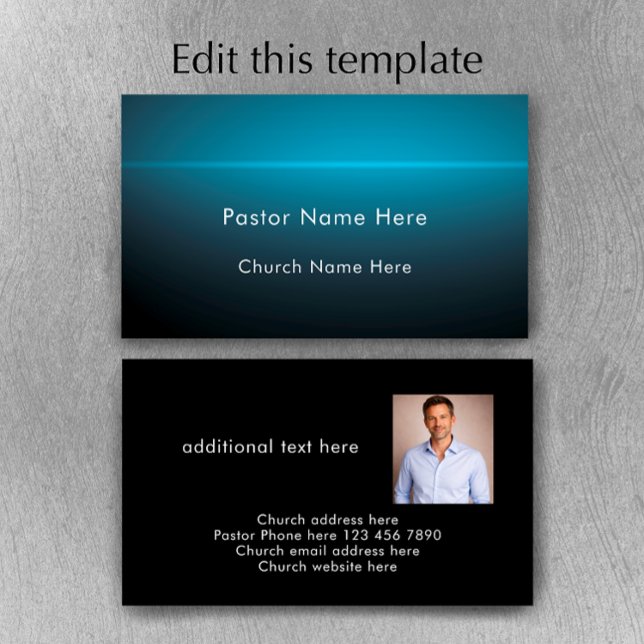 Carte De Visite Modern Custom Text With Photo Church Pastor (Add your custom text to personalize this stylish photo business card template. Modern church pastor.)