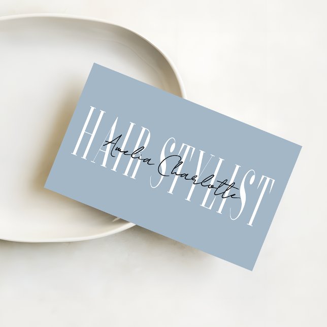 Carte De Visite Modern Dusty blue Hair Stylist Professional (Créateur téléchargé)