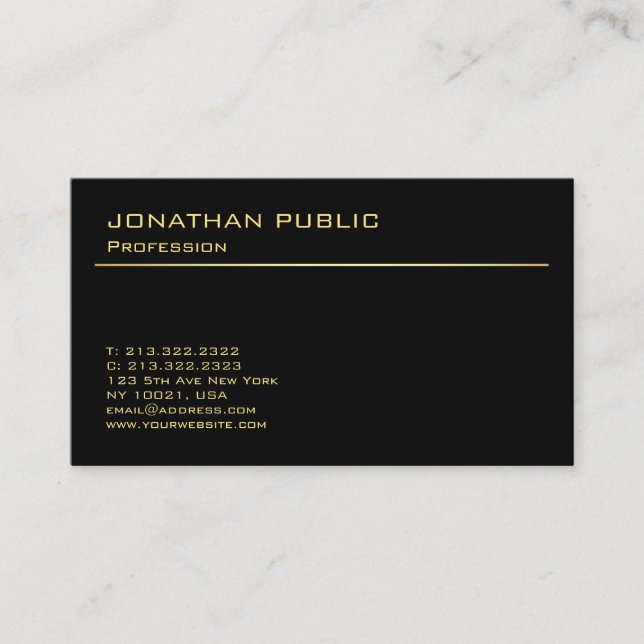 Carte De Visite Modern Elegant Black And Gold Template Buy Online (Devant)