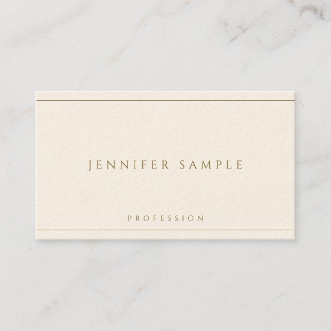Carte De Visite Modern Elegant Gold Text Luxury Signature Cream (Devant)