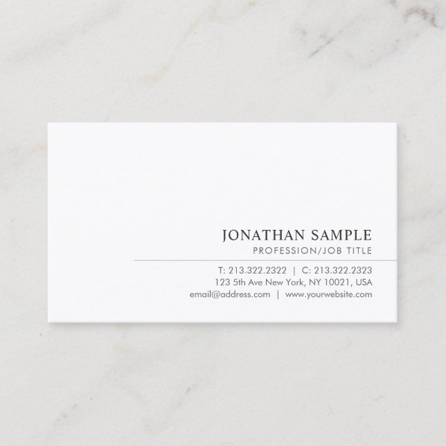 Carte De Visite Modern Elegant Minimal Template Signature UV Gloss (Devant)