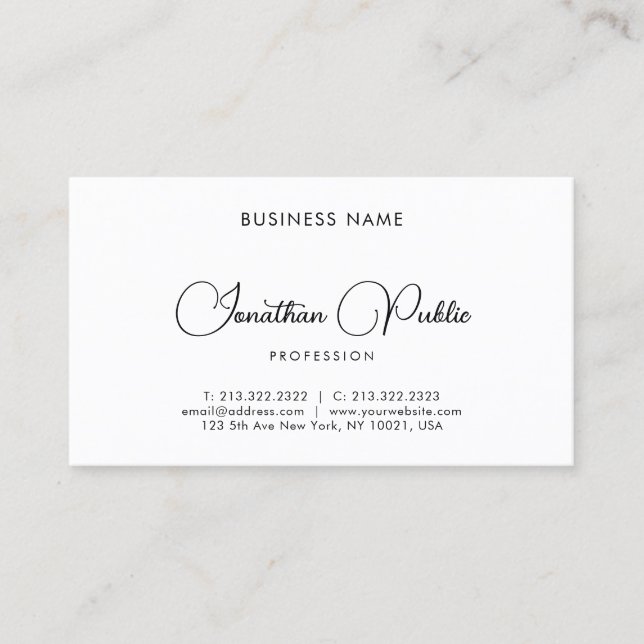 Carte De Visite Modern Elegant Minimalist Calligraphy Script (Devant)