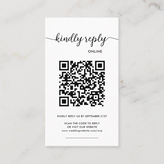Carte De Visite Modern Elegant Photo Online QR Code RSVP  (Devant)