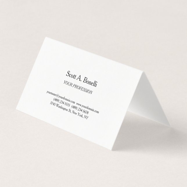 Carte De Visite Modern Elegant Plain Simple White Special (Devant)