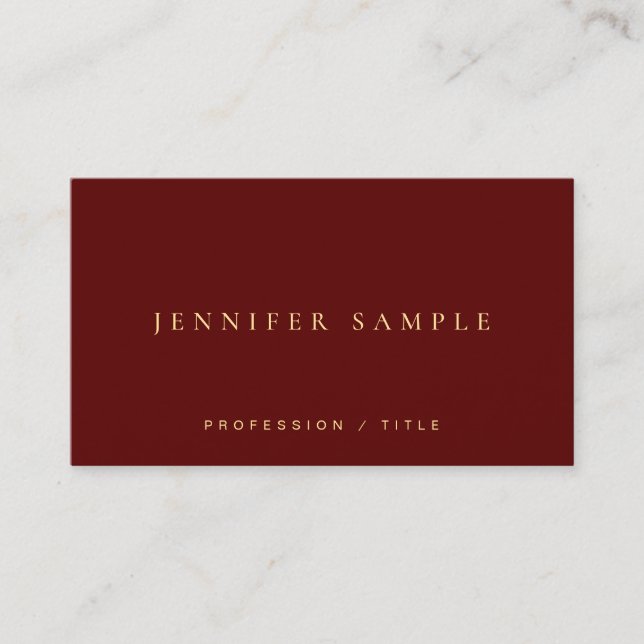 Carte De Visite Modern Elegant Simple Template Luxury Maroon Red (Devant)