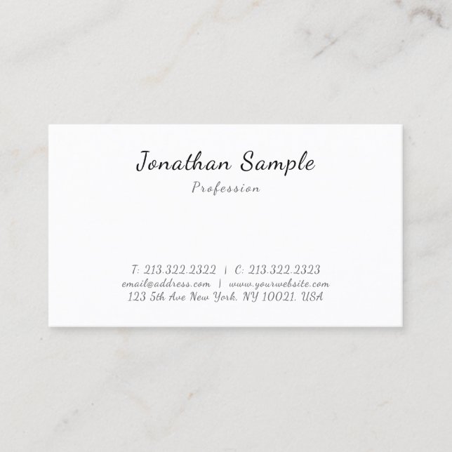 Carte De Visite Modern Elegant Template Calligraphy Script Sleek (Devant)