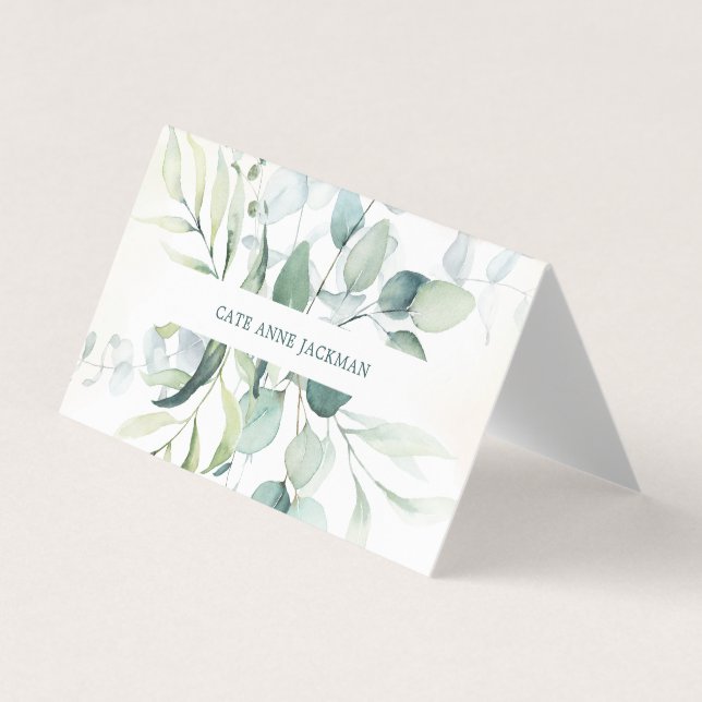 Carte De Visite Modern Eucalyptus Greenery QR Code Elegant (Devant)