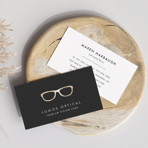 Carte De Visite Modern Faux Gold Glasses Logo