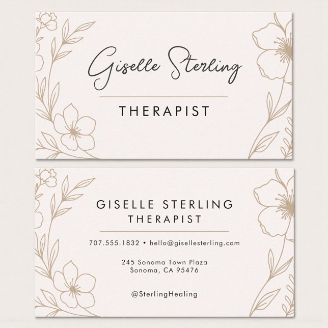Carte De Visite Modern Floral Counseling Professional (Créateur téléchargé)