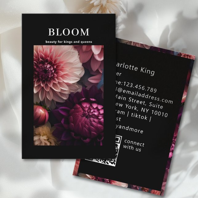 Carte De Visite Modern Flower QR Code (Modern Flower QR Code Business Card)