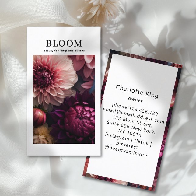 Carte De Visite Modern Flower Salon (Modern Flower QR Code Business Card)