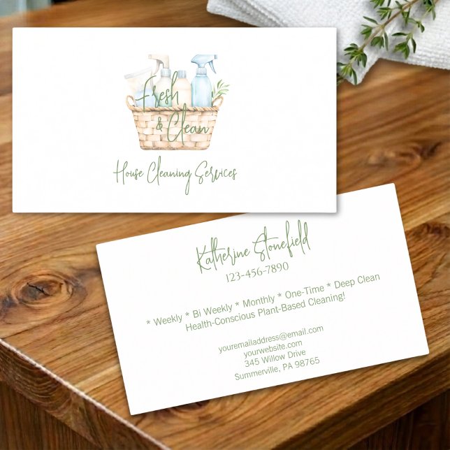 Carte De Visite Modern Fresh Personalizable House Cleaning Service (Créateur téléchargé)
