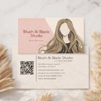 Carte De Visite Modern Girl Hair Illustration Hairstylist Salon