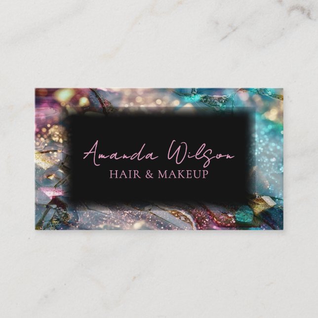 Carte De Visite Modern Glitter and Marble Abstract  Business Card (Devant)