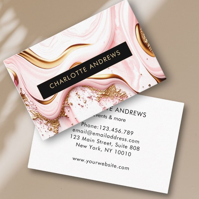 Carte De Visite Modern Glitter Gold Marble Salon (Modern Glitter Gold Marble Salon Business Card)