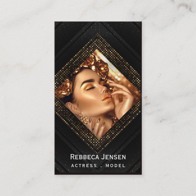 Carte De Visite Modern gold frame actor model singer dancer photo (Devant)