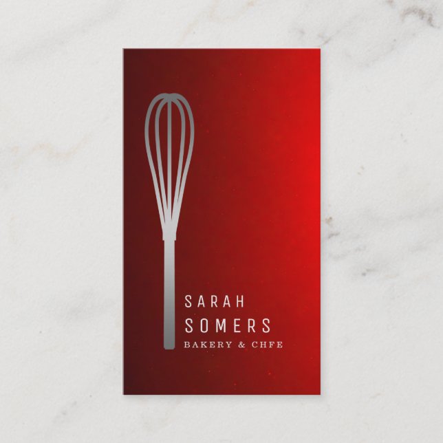 Carte De Visite Modern Gold Glitter Whisk Bakery (Devant)