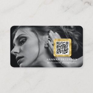 Carte De Visite Modern Gold Photo réseau scanner code QR