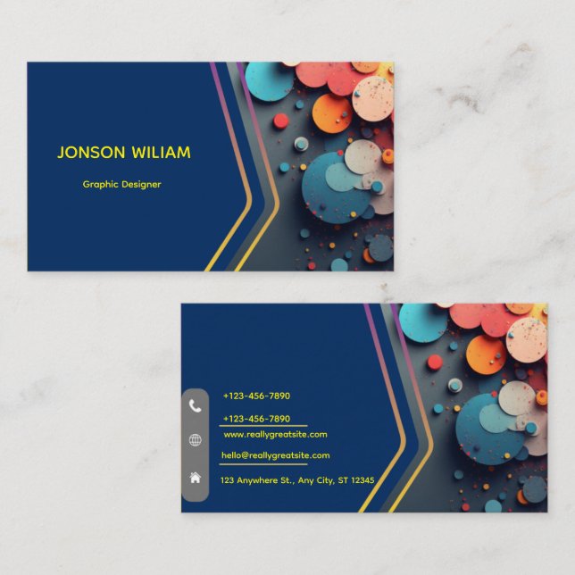Carte De Visite Modern Graphic Designer Business Card | Custom Min (Devant / Derrière)