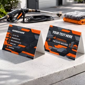 Carte De Visite Modern Grey Geometric Power Wash Logo Design