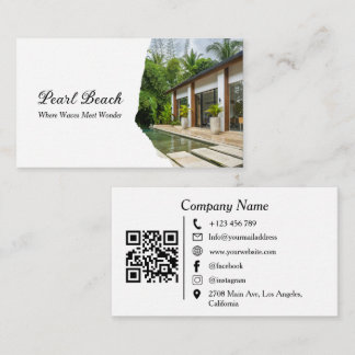 Carte De Visite Modern Guest House QR Code Vacation Rental Photo