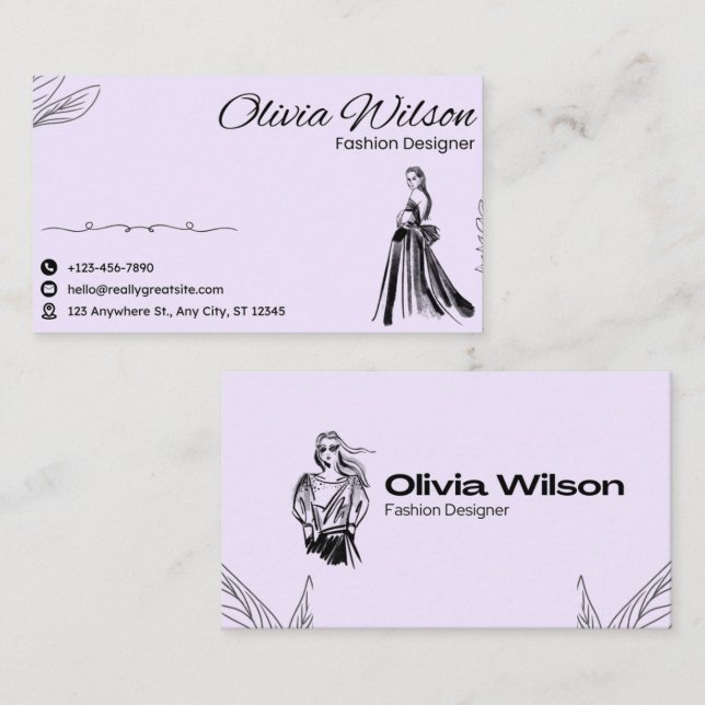 Carte De Visite Modern Hand-Drawn Icon Business Card (Devant / Derrière)