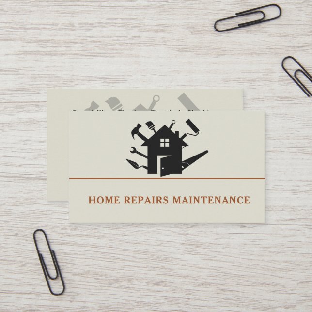 Carte De Visite Modern handyman construction custom logo (Devant/Arrière en situation)