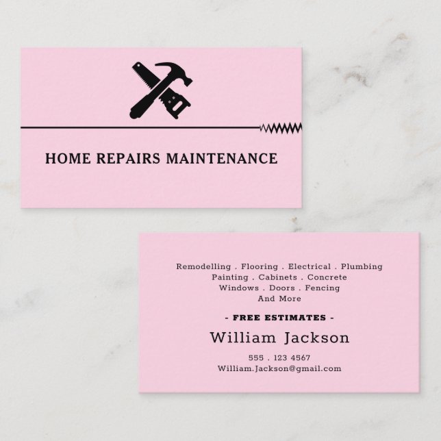 Carte De Visite Modern handyman construction custom logo (Devant / Derrière)