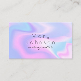 Carte De Visite Modern holographic makeup artist pastel rainbow