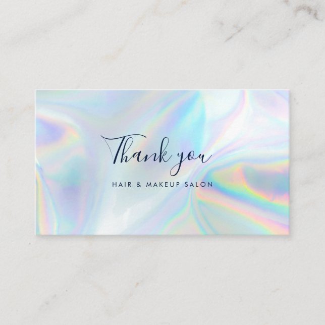 Carte De Visite Modern Holographic Script Business Thank You (Devant)