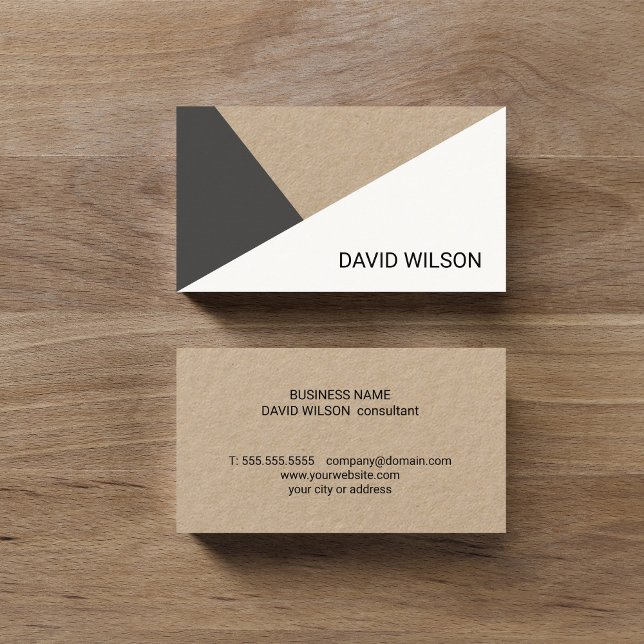 Carte De Visite Modern Kraft Paper Grey White Geometric Consultant (Créateur téléchargé)